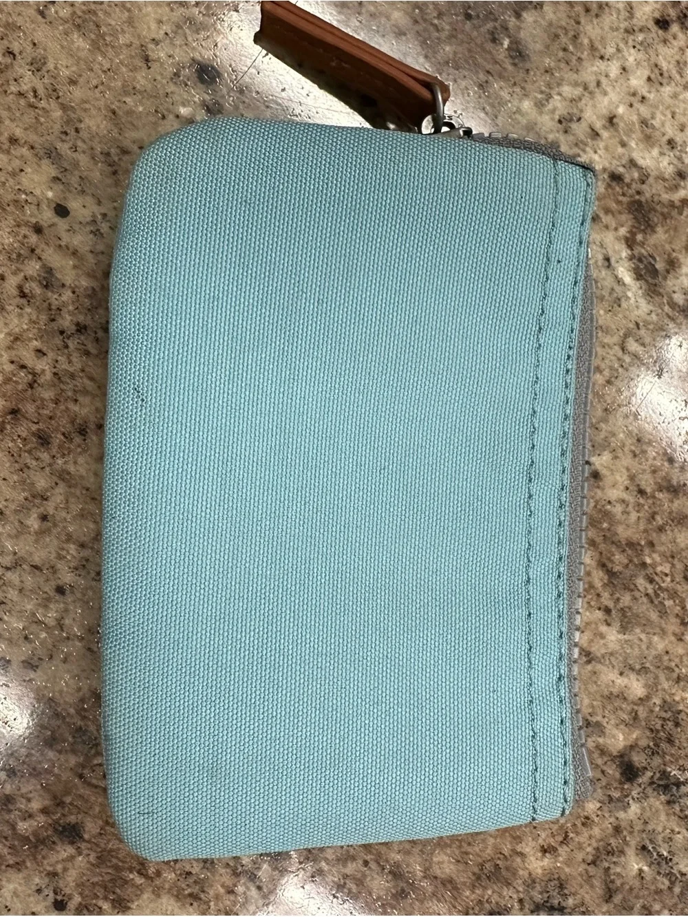 Orion London Aqua Canvas Zip Wallet with Brown Leather Pull